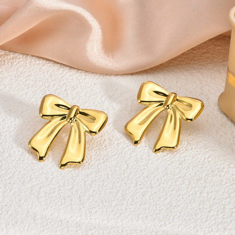 Fashion Oil-Pressed Stud Earrings — 18K Gold Plated Stainless Steel Minimalist Earrings
