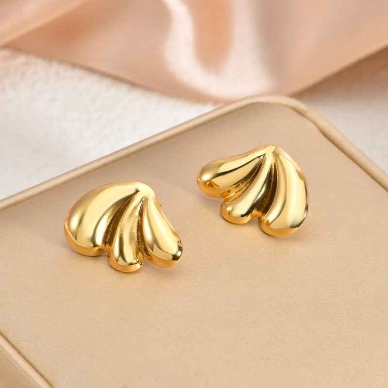 Fashion Oil-Pressed Stud Earrings — 18K Gold Plated Stainless Steel Minimalist Earrings