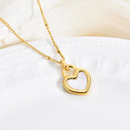 Double-Sided Shell & Heart Titanium Steel Necklace — 18K Gold Plated