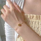 Heart Link Couple Bracelet — Titanium Steel, 18K Gold/Silver, INS Minimalist