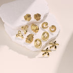 Irregular Hammered Stud Earrings — Stainless Steel, 18K Gold Plated, Bold Trendy