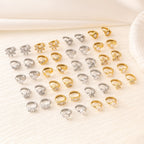 Geometric Zircon Hoop Earrings — Stainless Steel, 18K Gold Plated, Versatile