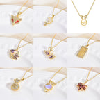Copper Zircon Crystal Pendant Necklace — 18K Gold Plated, 21 Styles, Fade-Resistant