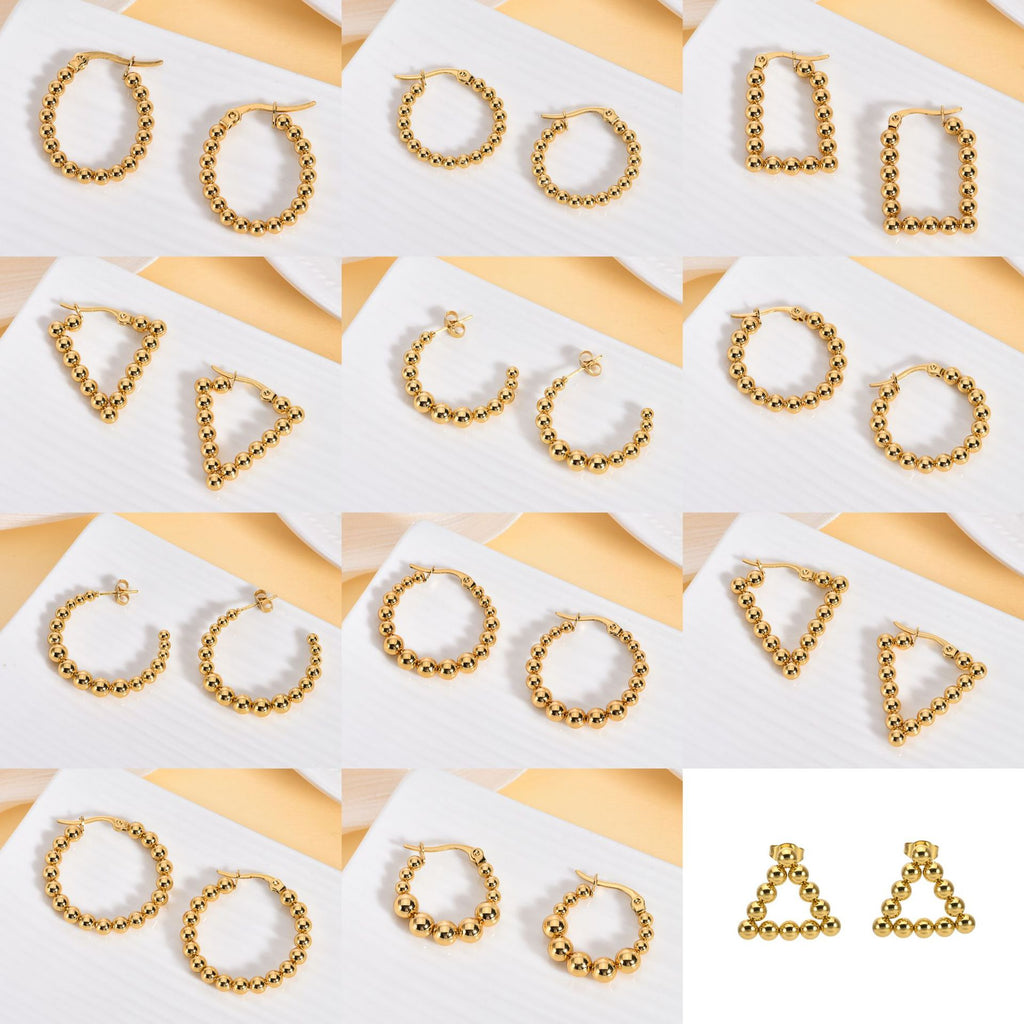 Geometric Stud & Hoop Earrings — Titanium Steel, 18K Gold, 19 Styles to Choose