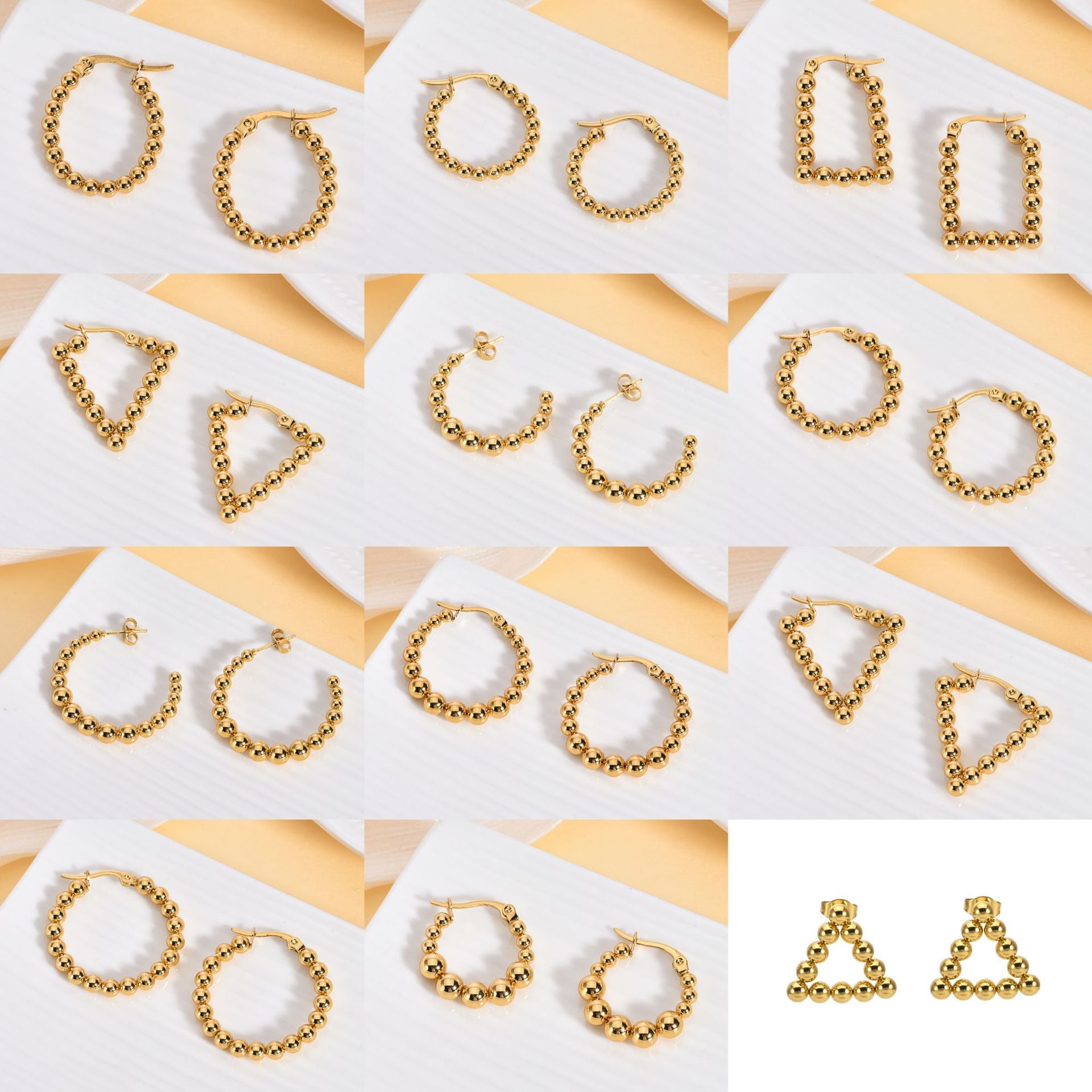 Geometric Stud & Hoop Earrings — Titanium Steel, 18K Gold, 19 Styles to Choose