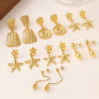 Shell & Five-Point Star Geometric Drop Earrings — Fashion Women Earrings