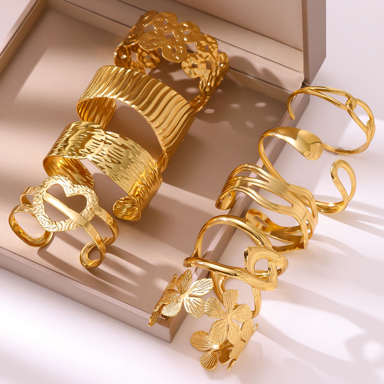 Statement 304 Stainless Steel Open Bangle — Wide, Trendy, High-End