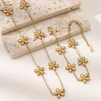 Daisy Flower Necklace & Bracelet Set — 18K Gold Plated, INS Light Luxury