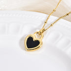 Double-Sided Shell & Heart Titanium Steel Necklace — 18K Gold Plated