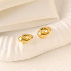 Light Luxury Crystal Crown Flower Dolphin Earrings — Stainless Steel, 18K Gold