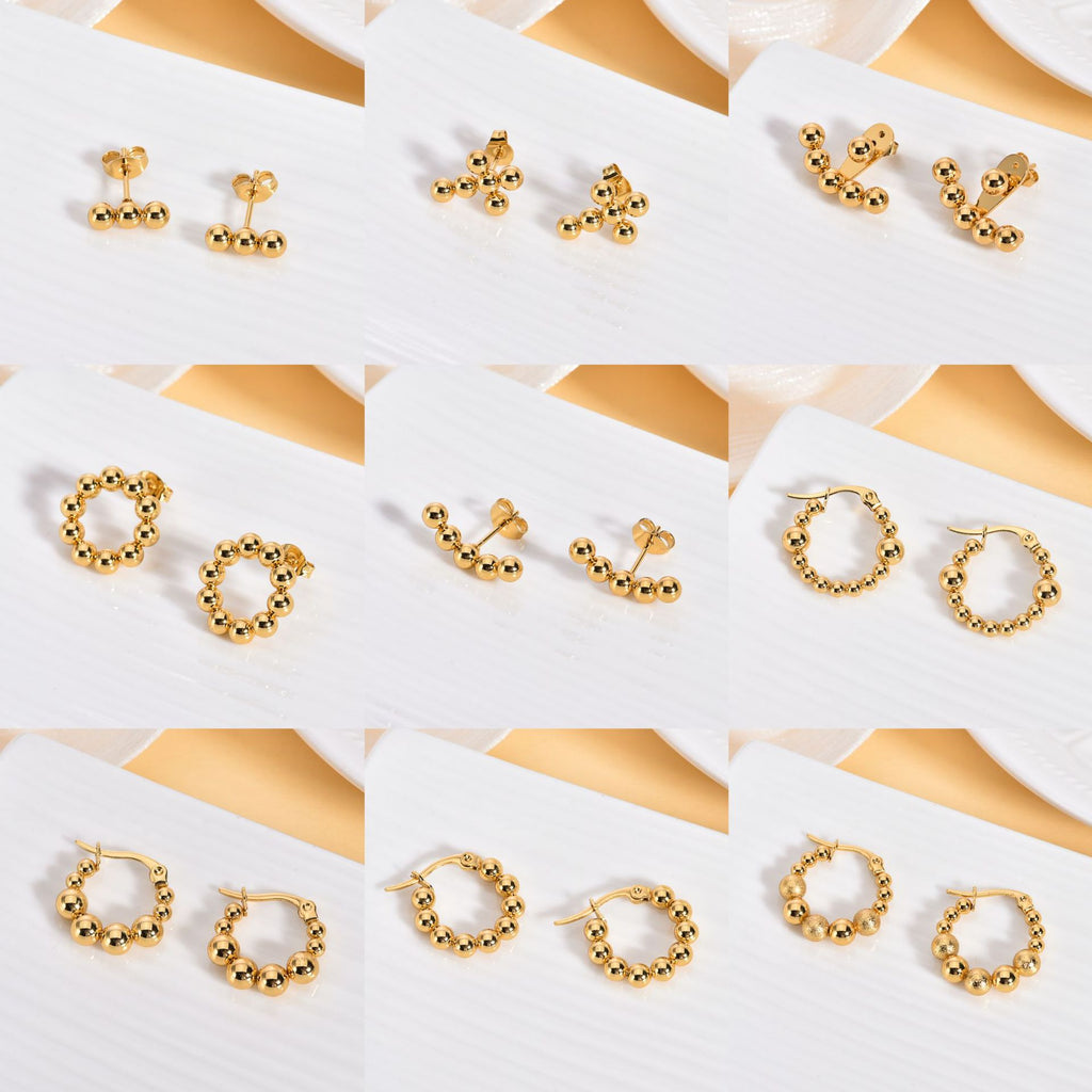 Geometric Stud & Hoop Earrings — Titanium Steel, 18K Gold, 19 Styles to Choose