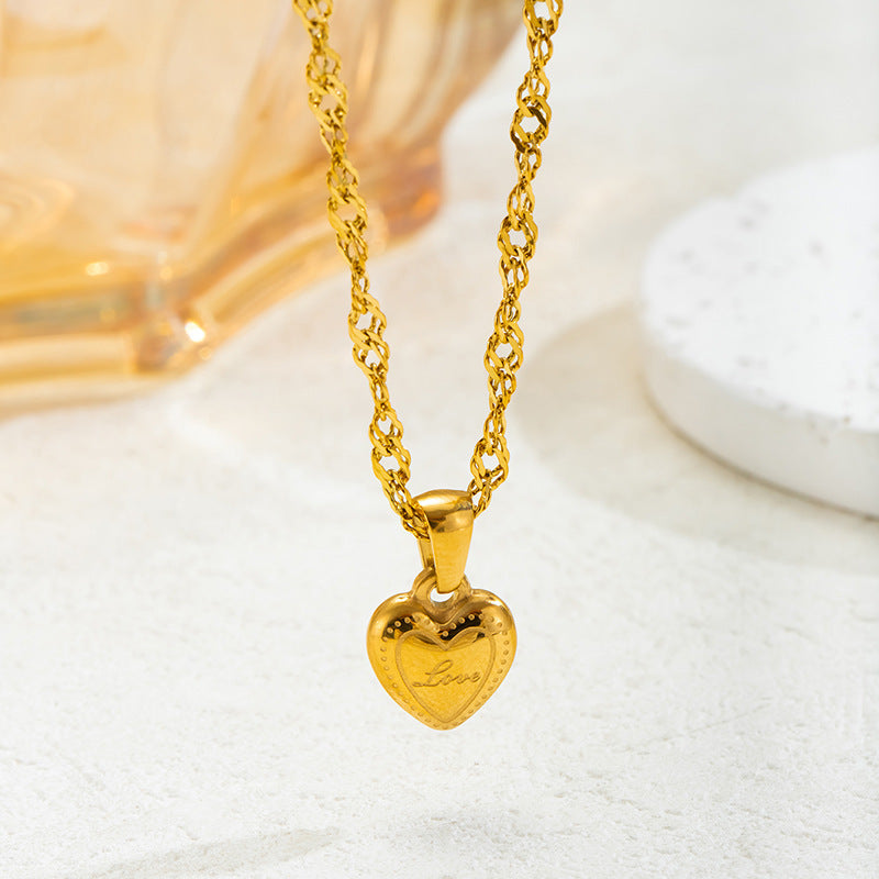 Heart Pendant Necklace — Copper Zircon, 18K Gold Plated, Light Luxury Collarbone Chain
