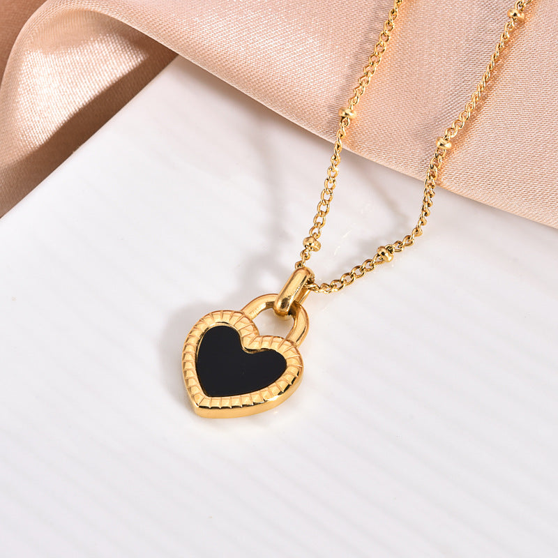 Double-Sided Shell & Heart Titanium Steel Necklace — 18K Gold Plated