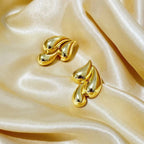 Triple Drop-Shape Stud Earrings — Stainless Steel, Trendy Irregular