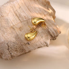 Solid Drop-Shape Stud Earrings — Stainless Steel, 18K Gold Plated, Amazon Best Seller