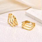 Geometric Multi-Layer Titanium Steel Hoop Earrings — 18K Gold Plated, Premium