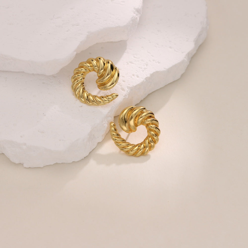 Irregular Hammered Stud Earrings — Stainless Steel, 18K Gold Plated, Bold Trendy