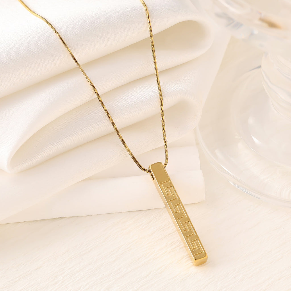 Cross Heart Drop Pendant Necklace — Titanium Steel, Snake-Bone Chain, Collarbone