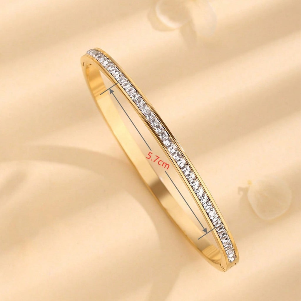 Star-Dust Full-Zircon Titanium Steel Bangle — 18K Gold, Fade-Resistant