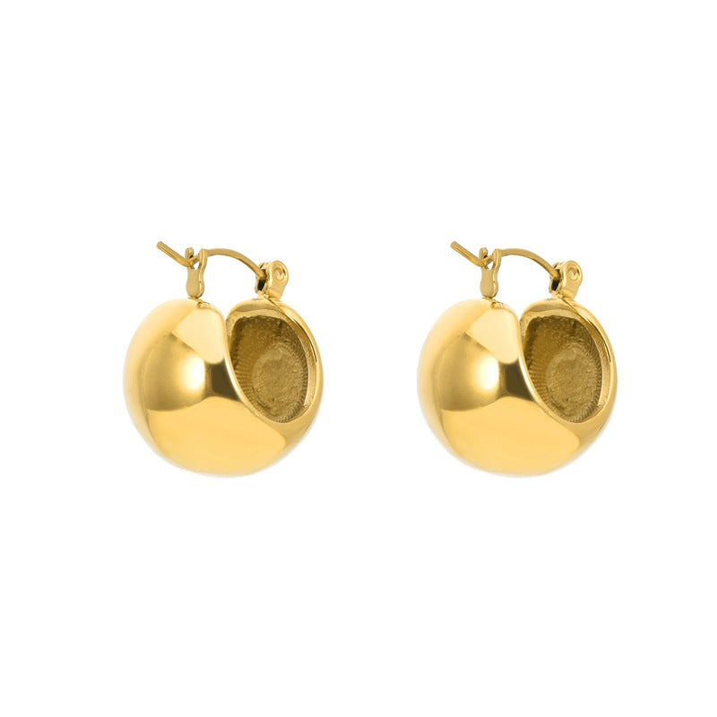 Tassel C-Shape Hoop Earrings — Stainless Steel, 18K Gold, Light Luxury