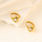 Geometric Zircon Hoop Earrings — Stainless Steel, 18K Gold Plated, Versatile