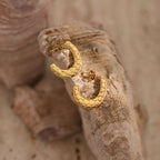 Geometric Hammered Oil-Pressed Earrings — Stainless Steel, 18K Gold Plated, Minimalist