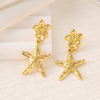 Shell & Five-Point Star Geometric Drop Earrings — Fashion Women Earrings