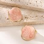 Irregular Circle Enamel Stud Earrings — 304 Stainless Steel, 18K Gold, 6 Colors