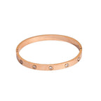 Ten-Stone Diamond Bangle Bracelet — Stainless Steel, 18K Gold Plated, Clasp Closure