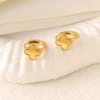 Light Luxury Crystal Crown Flower Dolphin Earrings — Stainless Steel, 18K Gold