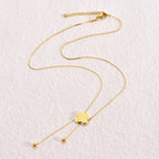 Lucky Four-Leaf Clover Tassel Titanium Steel Necklace — 18K Gold Plated, Fade-Resistant