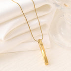 Cross Heart Drop Pendant Necklace — Titanium Steel, Snake-Bone Chain, Collarbone