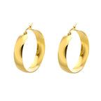 Wide Arc Round Stainless Steel Earrings — Polished Fashion Hoop, Cross-Border