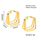 Geometric Multi-Layer Titanium Steel Hoop Earrings — 18K Gold Plated, Premium