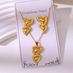 Vintage 18K Gold Earrings & Necklace Set — 304 Stainless Steel, Fade-Resistant