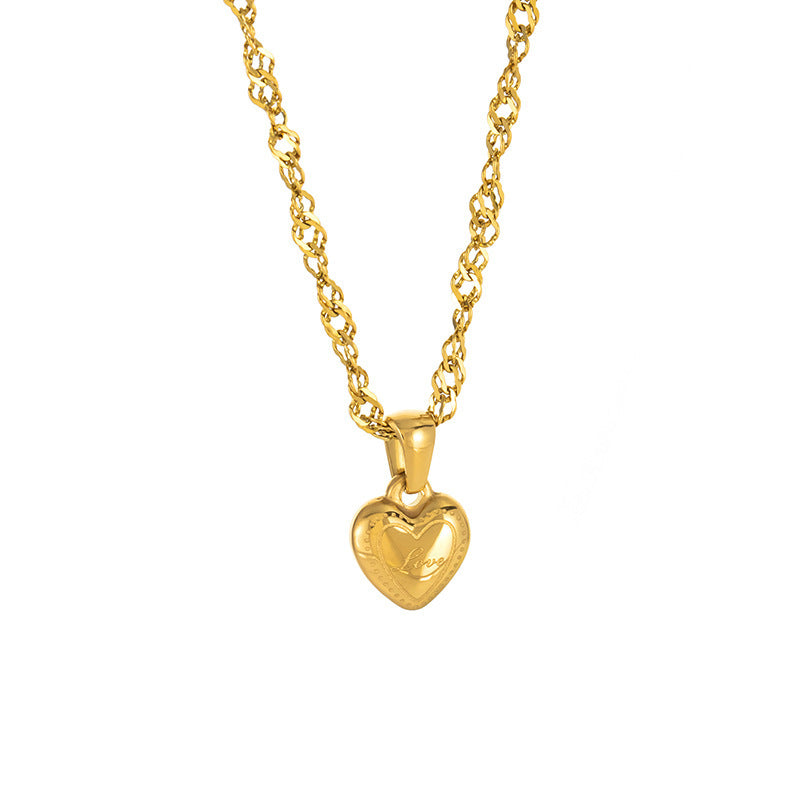 Heart Pendant Necklace — Copper Zircon, 18K Gold Plated, Light Luxury Collarbone Chain