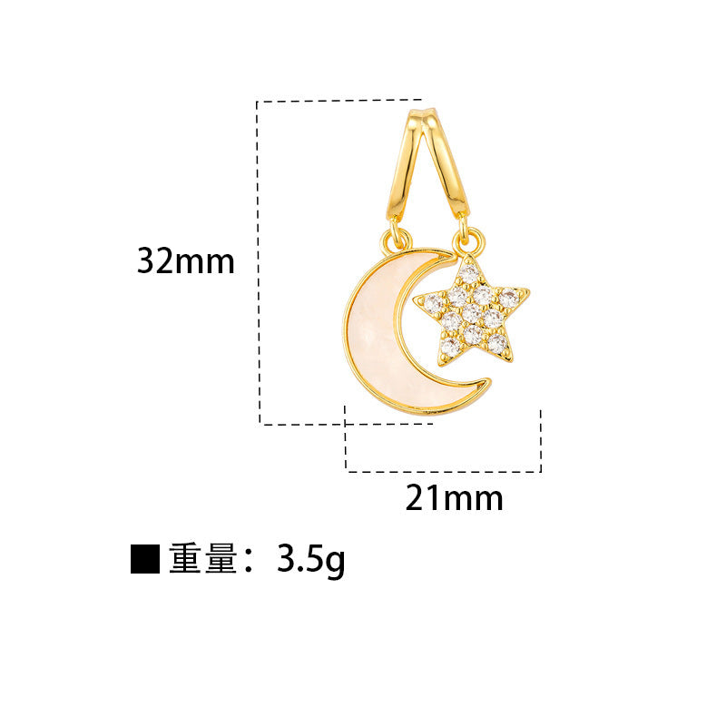 Moon & Star Pendant Necklace — Titanium Steel, 18K Gold, Light Luxury Collarbone Chain
