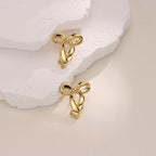 Irregular Hammered Stud Earrings — Stainless Steel, 18K Gold Plated, Bold Trendy