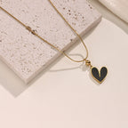 Geometric Heart Pendant Necklace — 18K Gold, Light Luxury, Minimalist Collarbone Chain