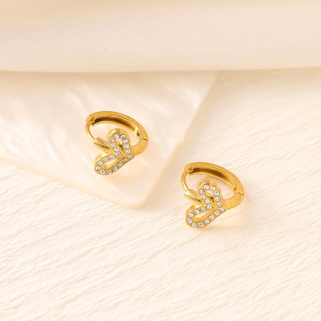 Zircon Heart Cross Butterfly Ear Cuffs — Stainless Steel, 18K Gold, 25 Styles