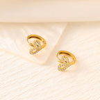 Zircon Heart Cross Butterfly Ear Cuffs — Stainless Steel, 18K Gold, 25 Styles