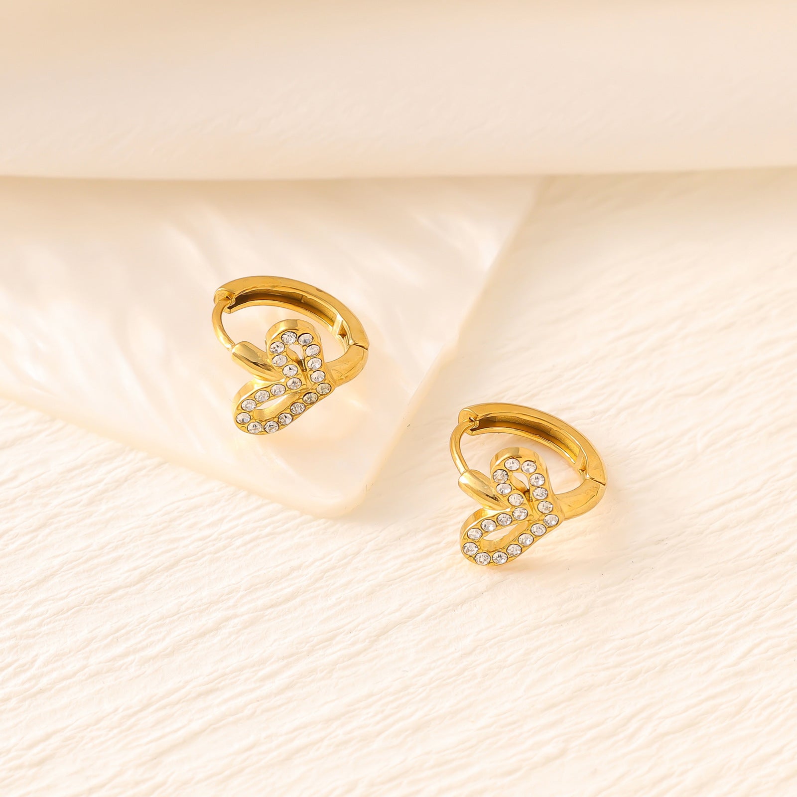 Zircon Heart Cross Butterfly Ear Cuffs — Stainless Steel, 18K Gold, 25 Styles