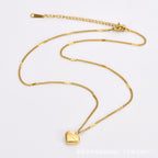 Love Heart Collarbone Necklace — Titanium Steel, Light Luxury, 18K Gold