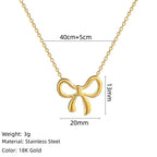 Butterfly Bow Pendant Knot Necklace — 18K Gold Plated, Minimalist Collarbone Chain
