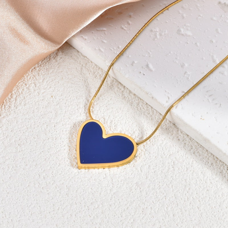 Large Heart Pendant Necklace — Titanium Steel, 18K Gold, 5 Colors