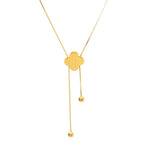 Lucky Four-Leaf Clover Tassel Titanium Steel Necklace — 18K Gold Plated, Fade-Resistant