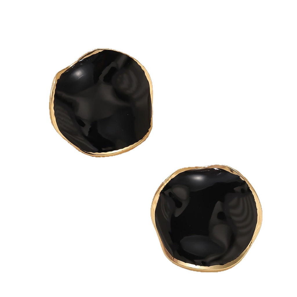 Irregular Circle Enamel Stud Earrings — 304 Stainless Steel, 18K Gold, 6 Colors