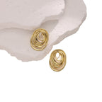 Irregular Hammered Stud Earrings — Stainless Steel, 18K Gold Plated, Bold Trendy
