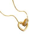 Roman Zircon Heart Pendant Necklace — 18K Gold, Light Luxury Collarbone Chain