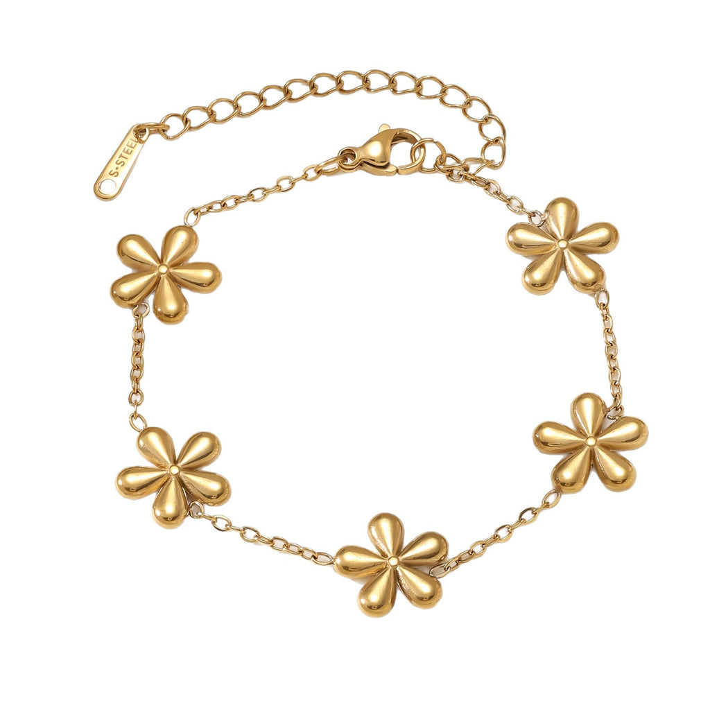 Daisy Flower Necklace & Bracelet Set — 18K Gold Plated, INS Light Luxury